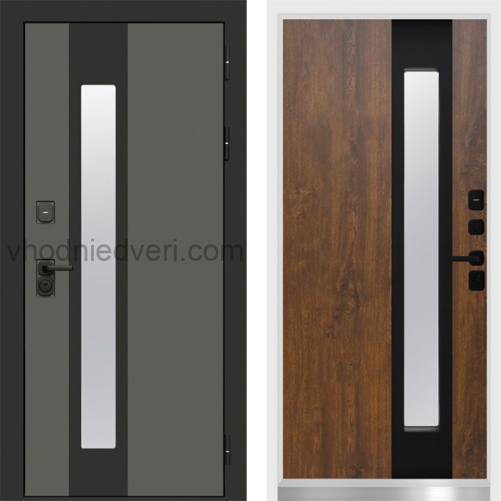 Входная дверь Termo-door Арктика Графит - Дуб с терморазрывом и стеклопакетом, белый короб