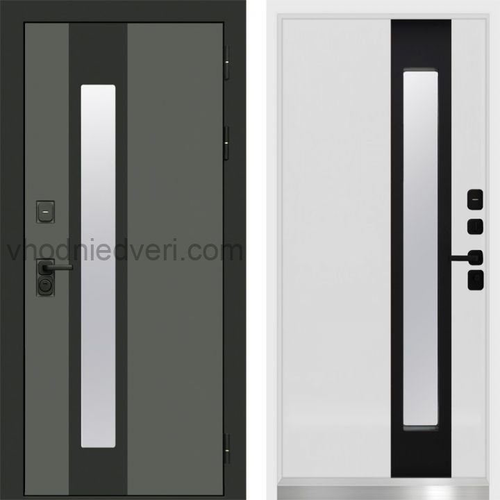 Входная дверь Termo-door Арктика Графит - Белый софт с терморазрывом и стеклопакетом, белый короб