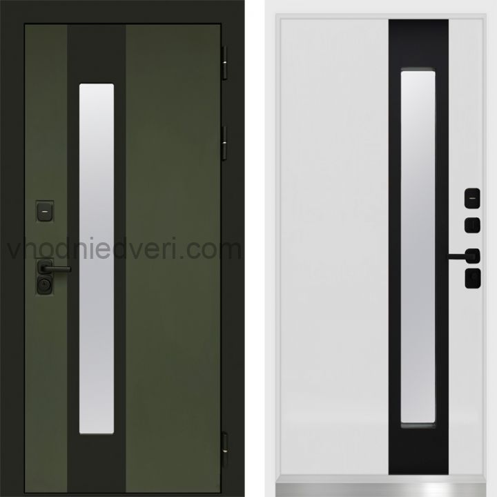 Входная дверь Termo-door Арктика Грин - Белый софт с терморазрывом и стеклопакетом, белый короб