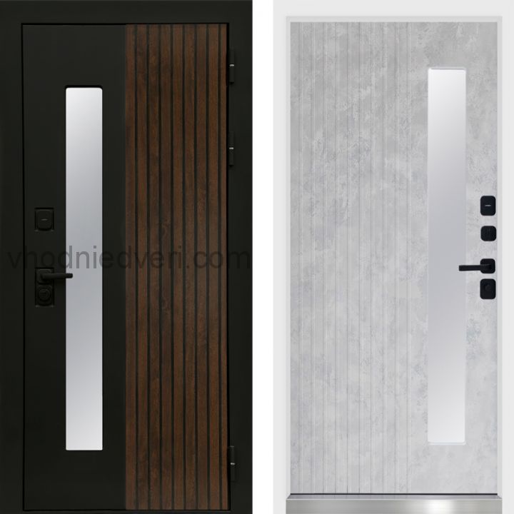 Входная дверь Termo-door Флагман - Бетон светлый с терморазрывом и стеклопакетом, белый короб