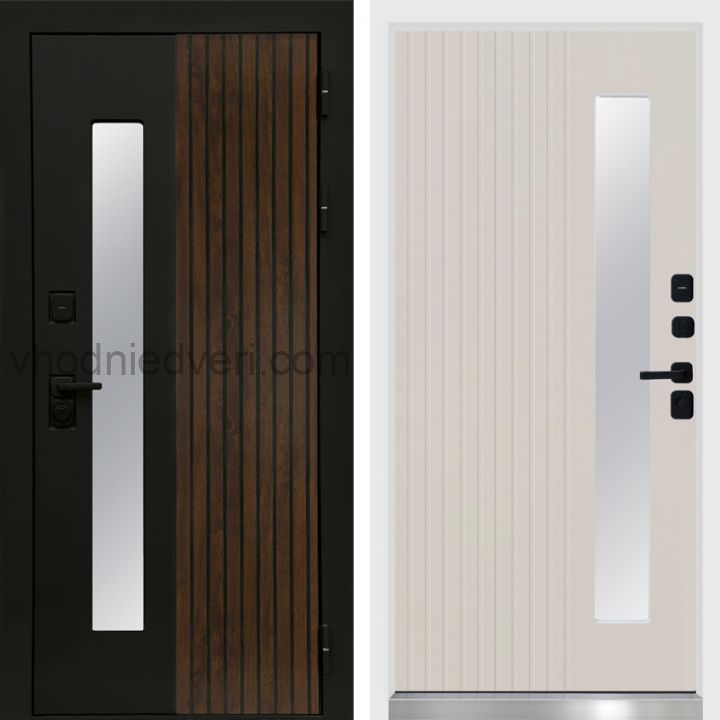 Входная дверь Termo-door Флагман - Слоновая кость с терморазрывом и стеклопакетом, белый короб