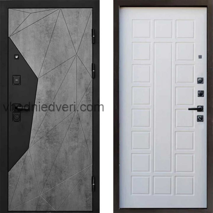 Входная дверь Termo-door Геометрия Бетон - Престиж Белое дерево