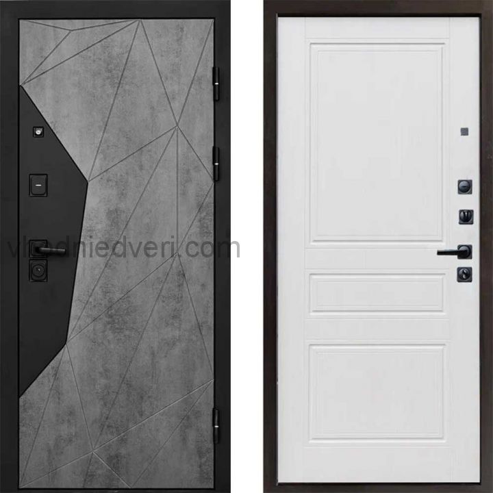 Входная дверь Termo-door Геометрия Бетон - Классик Белое дерево