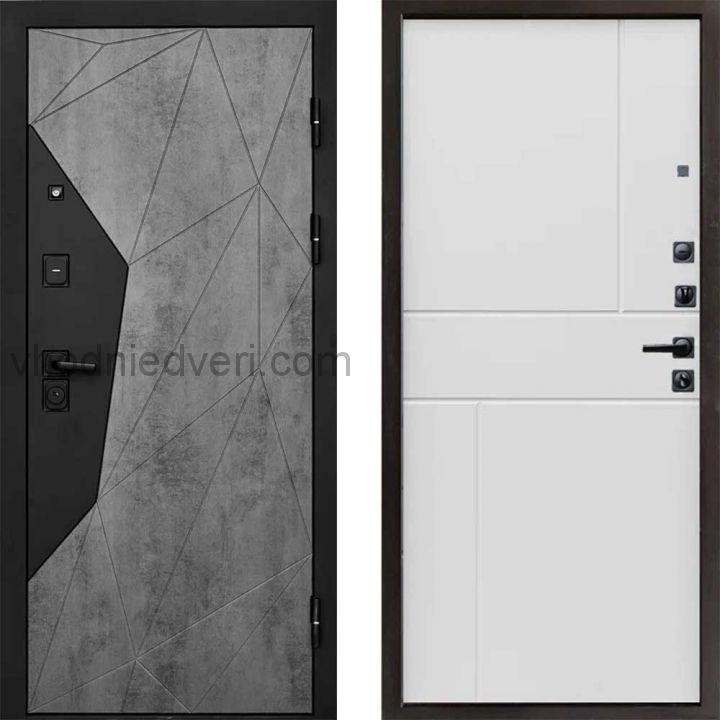 Входная дверь Termo-door Геометрия Бетон - Лучи Белый