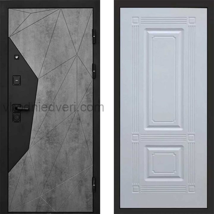 Входная дверь Termo-door Геометрия Бетон - Мадрид Белый софт