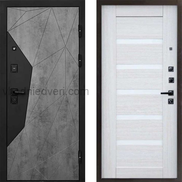 Входная дверь Termo-door Геометрия Бетон - Царга Лиственница