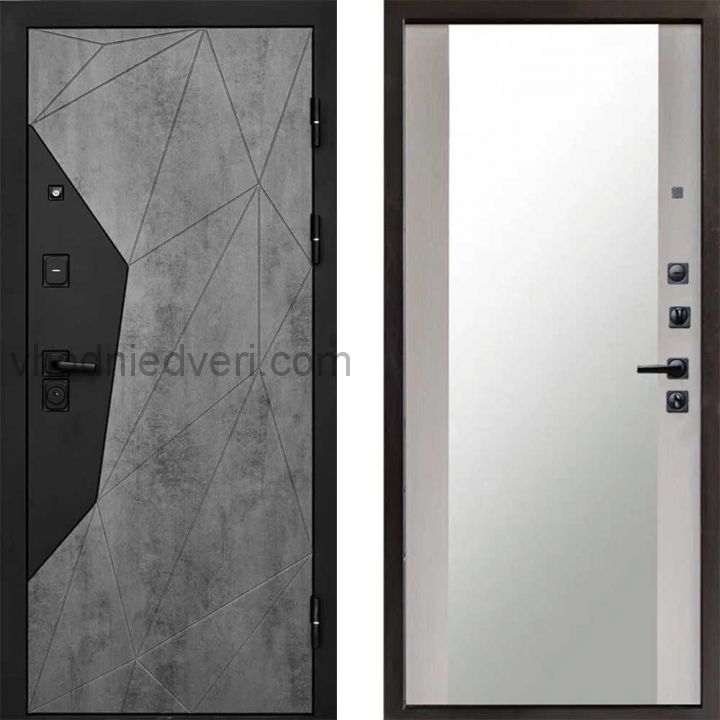 Входная дверь Termo-door Геометрия Бетон - Зеркало Лиственница