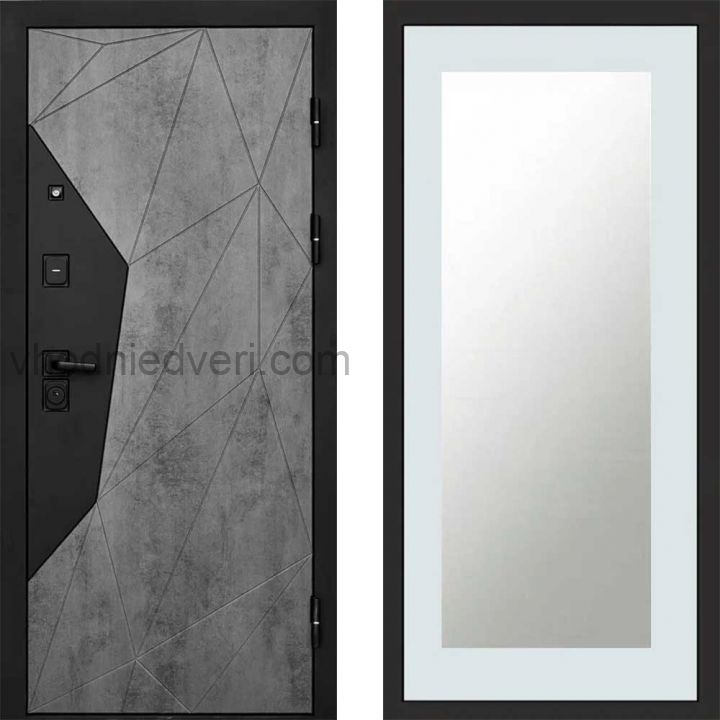 Входная дверь Termo-door Геометрия Бетон - Зеркало триумф Белый софт
