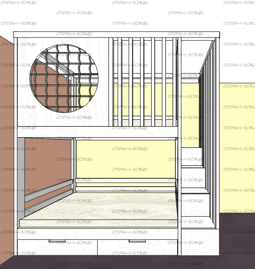 Кровать двухъярусная, Кровать-домик Sky №31