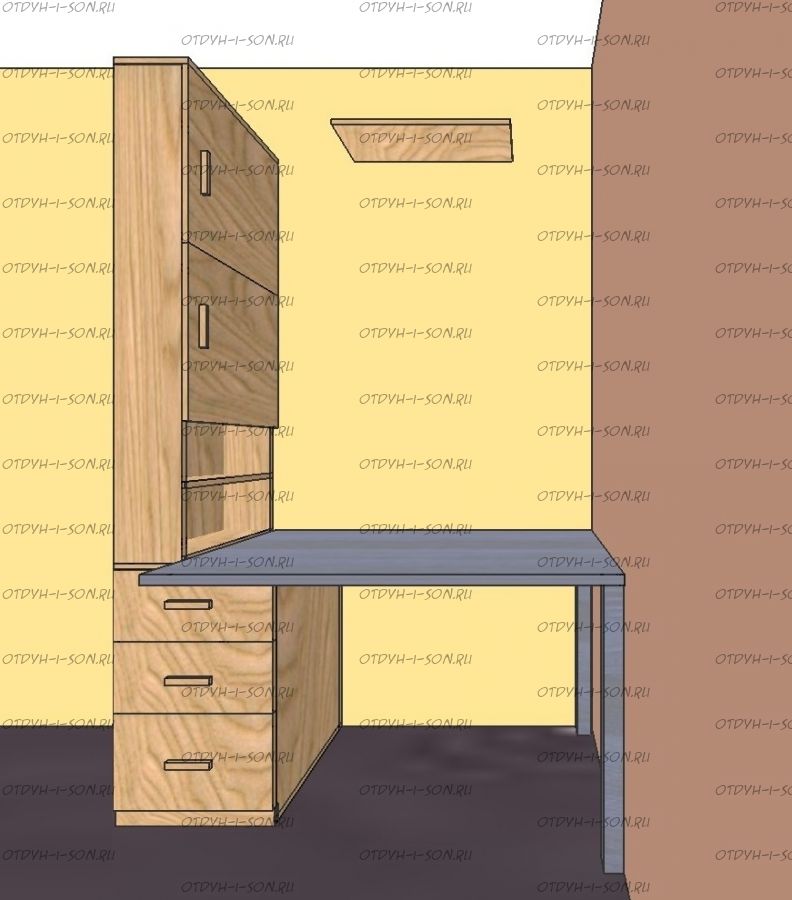 Cтол со стеллажом Рома (140х60х215)