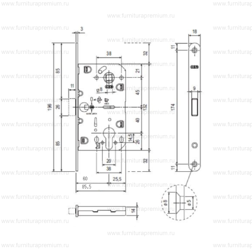 Замок AGB Mediana Polaris Yale (B06103.60) под цилиндр широкопрофильный