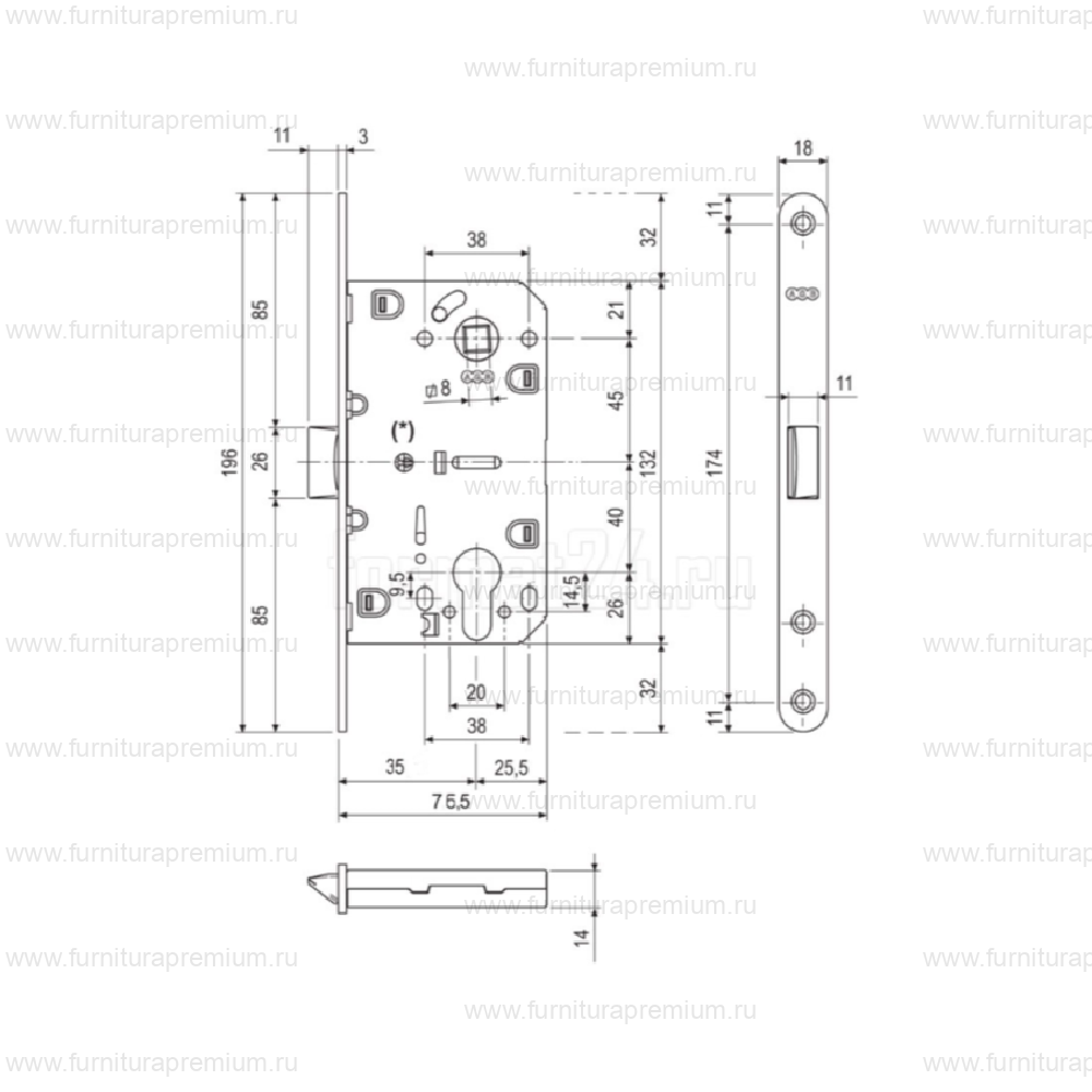 Замок AGB под ключ Mediana Evolution  под цилиндр (B01103.35)