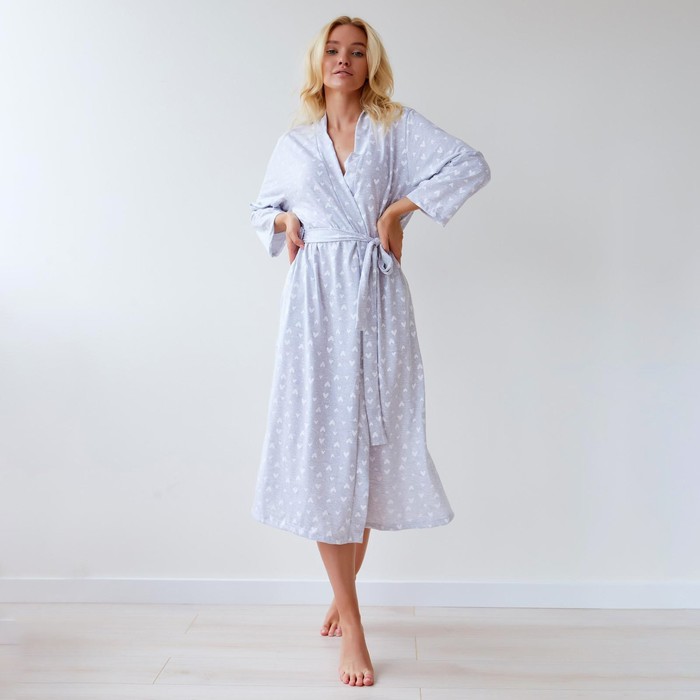 Халат женский KAFTAN "Сердечки", серый,  р.40-42