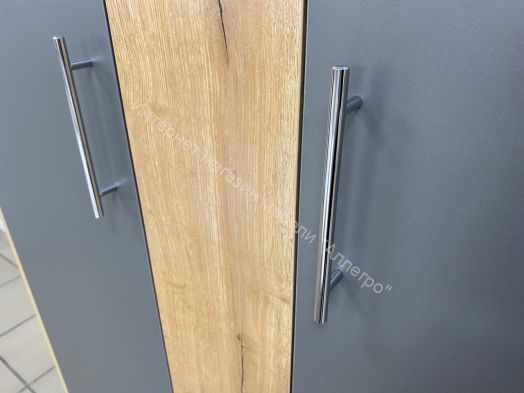 Шкаф 3-х створчатый "Граф" Тёмно серый/Дуб золотистый