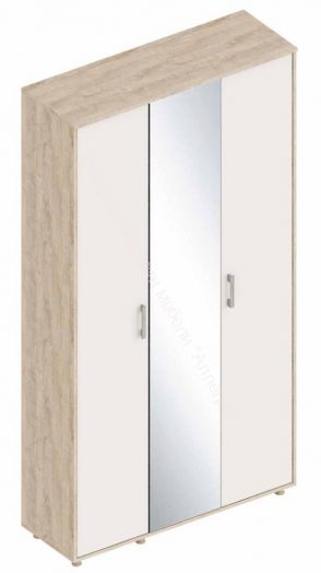 Шкаф 3-х створчатый "Граф" с зеркалом Перламутр/Дуб баррик