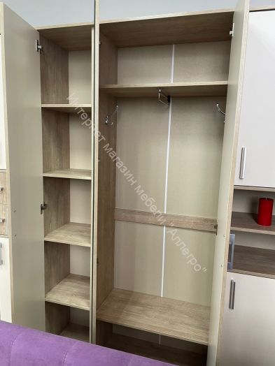 Шкаф 3-х створчатый "Граф" с зеркалом Тёмно серый/Дуб золотистый