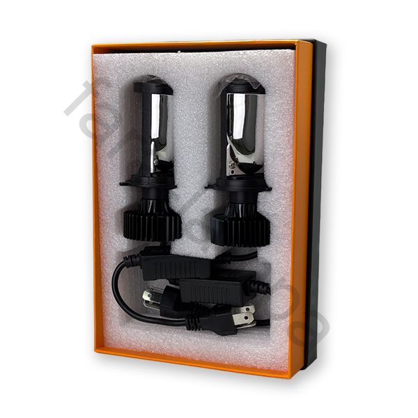 Светодиодные лампочки с мини линзой в фары H4