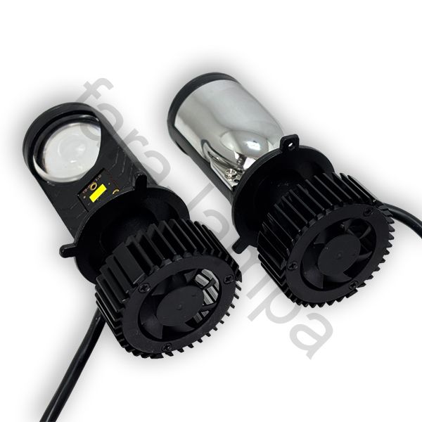 Светодиодные лампочки с мини линзой в фары H4