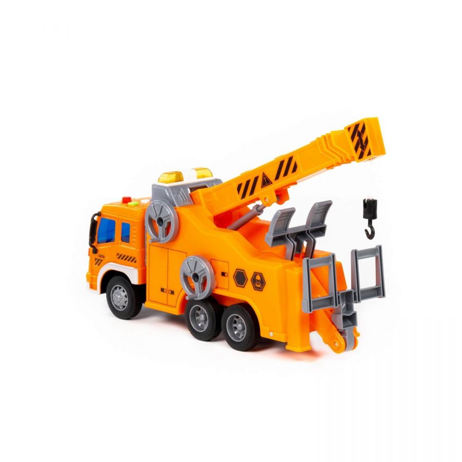 "Сити", автомобиль-эвакуатор №2 инерционный (со светом и звуком) (оранжевый) (в коробке)