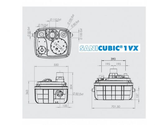 Насос канализационный SFA SANICUBIC 1 VX мощность - 2000 Вт, напор - 13 м схема 4