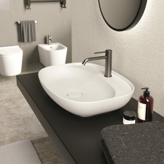 Изображение Раковина накладная Alice Form Oval 60x45хВ12 Plan с отверстием под смеситель 22460101