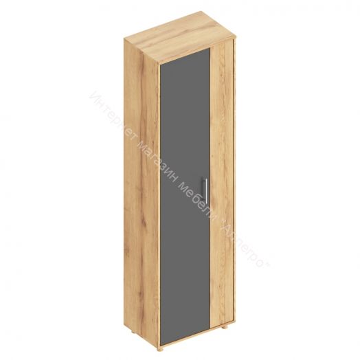 Прихожая "Граф" К-1 угловая с зеркалом Тёмно серый/Дуб золотистый