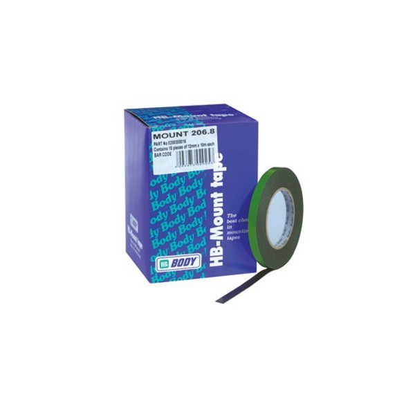 HB Body Двусторонний скотч, зеленый, 12мм. х 10м.