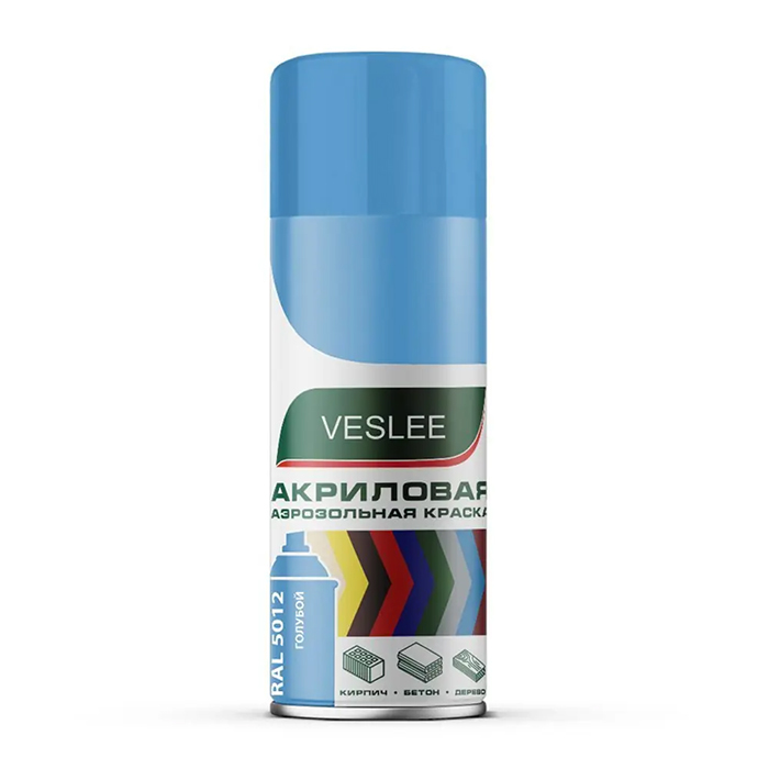 Veslee Аэрозольная акриловая краска RAL Professional, название цвета "Голубой", глянцевая, RAL 5012, объем 520мл.