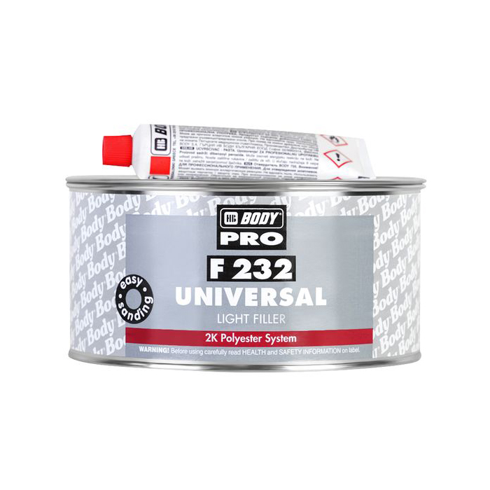 HB Body Шпатлевка PRO F232 UNIVERSAL LIGHT POLYESTER FILLER универсальная, название цвета "Белый", объем 1л.