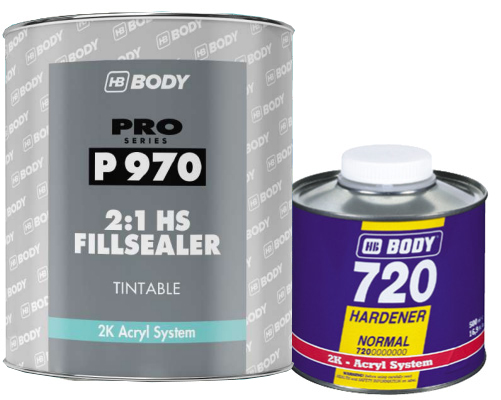 HB Body Грунт 970 FILLSEALER 2:1 2K в комплекте с отвердителем 720 Normal, объем 1л. + 500мл.