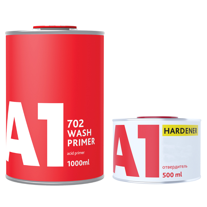 A1 702 WASH PRIMER Кислотный грунт в комплекте с отвердителем, объем 1л. + 500мл.