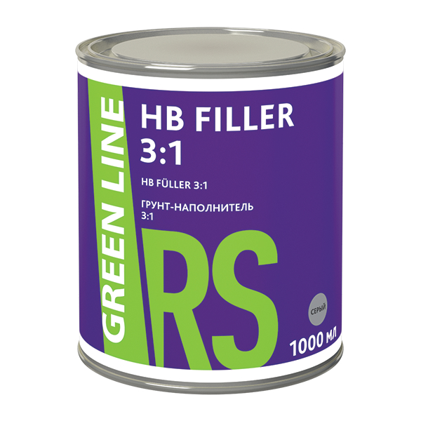 Green Line НВ FILLER 3:1 Двухкомпонентный грунт-наполнитель, серый, объем 1л.