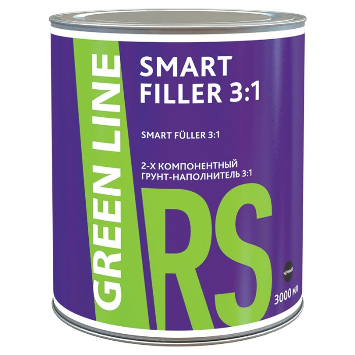 Green Line SMART FILLER 3:1 Двухкомпонентный грунт-наполнитель, черный, объем 3л.
