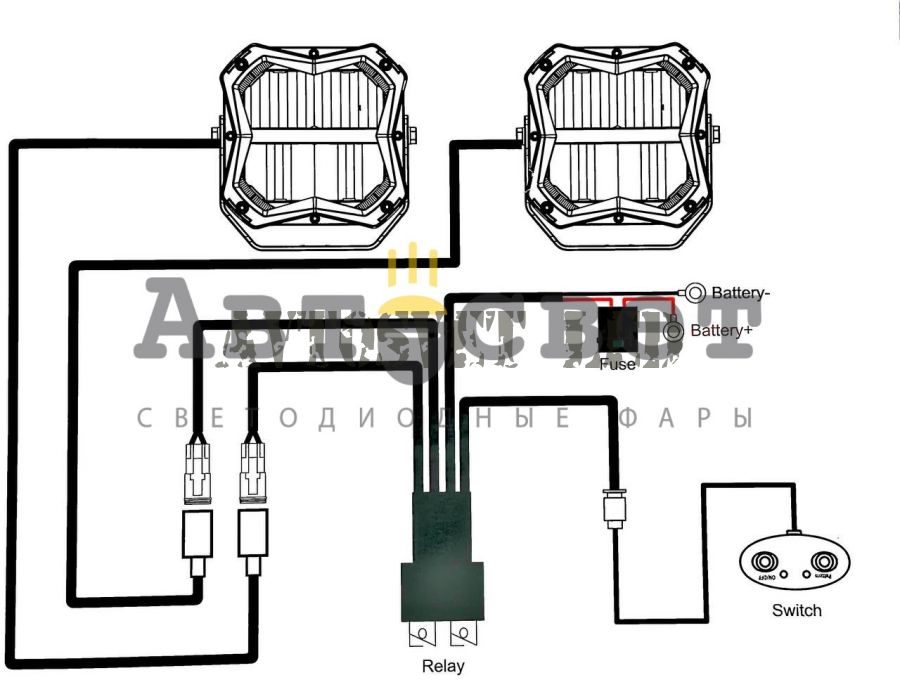 Фара светодиодная SG14-50W FLOOD с желтым ходовым светом