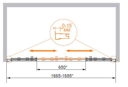 Душевая дверь Cezares Pratico-BF-2 180 см схема 2