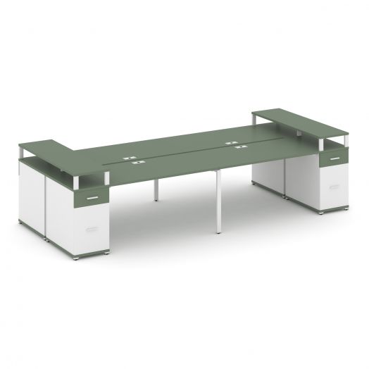 Concept Рабочая станция 4 места с 2 опорными тумбами CN.DRS-448   4000х1480х917