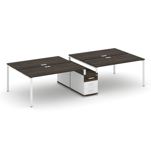 Concept Рабочая станция 4 места с двухсторонней опорной тумбой CN.DRS-312   3072х1480х750