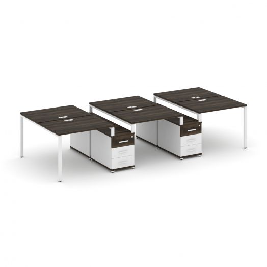 Concept Рабочая станция 6 мест с 2 двухсторонними опорными тумбами CN.DRS-333   3564х1480х750