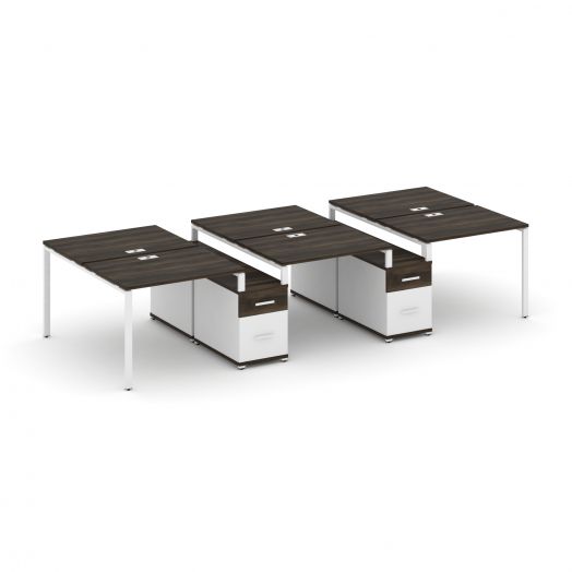 Concept Рабочая станция 6 мест с 2 двухсторонними опорными тумбами CN.DRS-337   3564х1480х750