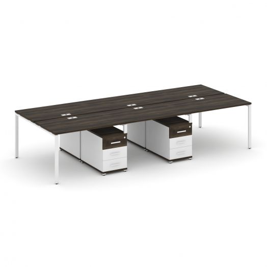 Concept Рабочая станция 6 мест с 2 двухсторонними опорными тумбами CN.DRS-342   3540х1480х750