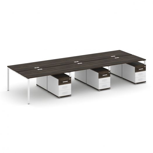 Concept Рабочая станция 6 мест с 3 двухсторонними опорными тумбами CN.DRS-351   4140х1480х750