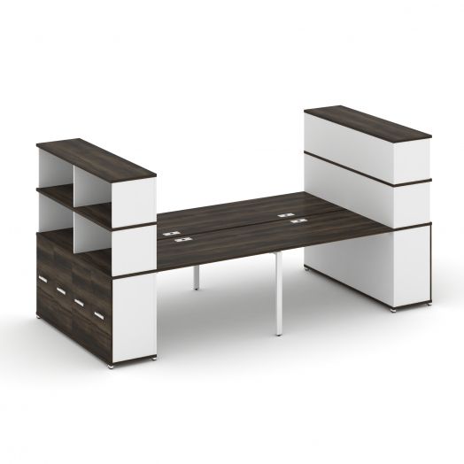 Concept Рабочая станция с опорными распаш. шкафами с надставкой выс. CN.DRS-274   3200х1480х1530