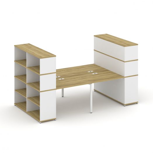 Concept Рабочая станция с опорными стеллажами с надставкой выс. CN.DRS-257  2800х1480х1530