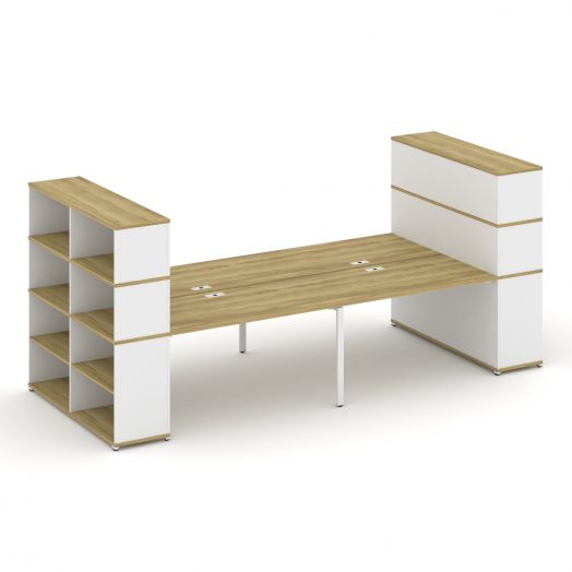 Concept Рабочая станция с опорными стеллажами с надставкой выс. CN.DRS-259  3600х1480х1530