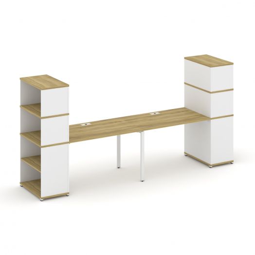 Concept Рабочая станция с опорными стеллажами с надставкой выс. CN.ORS-214  3200х720х1530