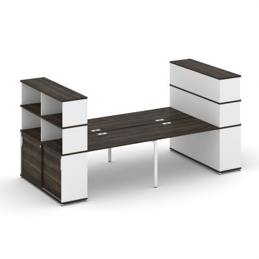 Concept Рабочая станция с опорными шкафами-купе с надставкой выс. CN.DRS-286   3200х1480х1530