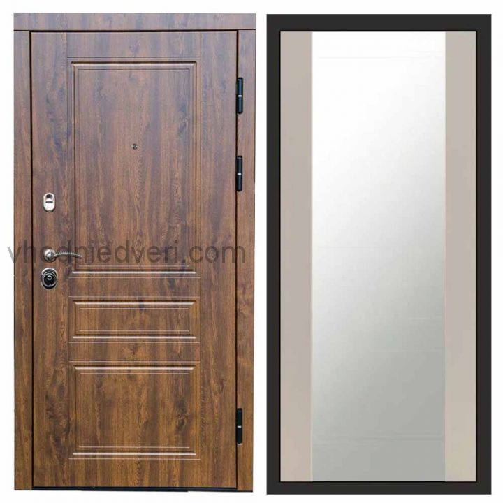 Входная дверь Termo-door Орегон Дуб - Зеркало Слоновая кость