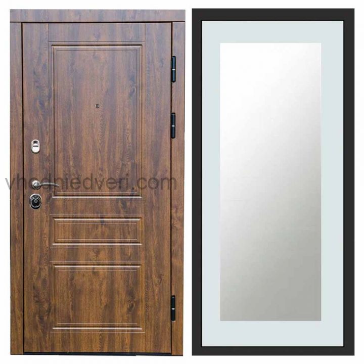 Входная дверь Termo-door Орегон Дуб - Зеркало триумф Белый софт