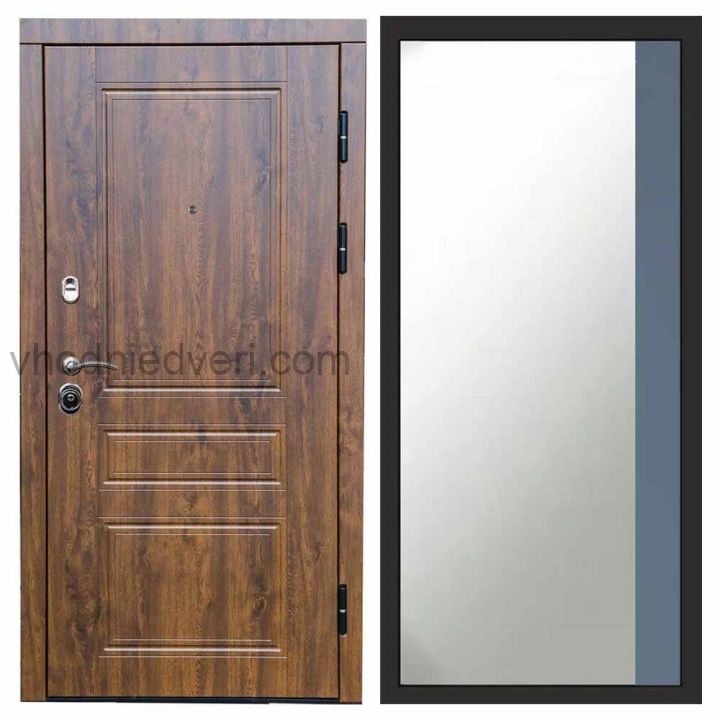 Входная дверь Termo-door Орегон Дуб - Широкое Зеркало Фацет Грей софт