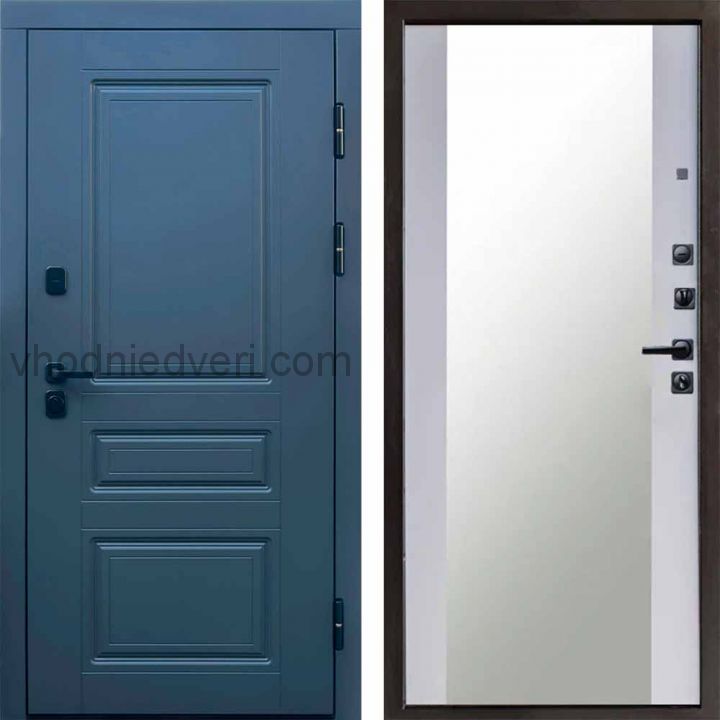 Входная дверь Termo-door Орегон Графит - Зеркало Белый софт